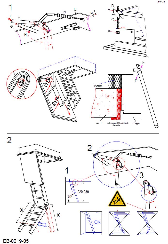 Tavanske Merdevine 110 x 60 cm - detalj