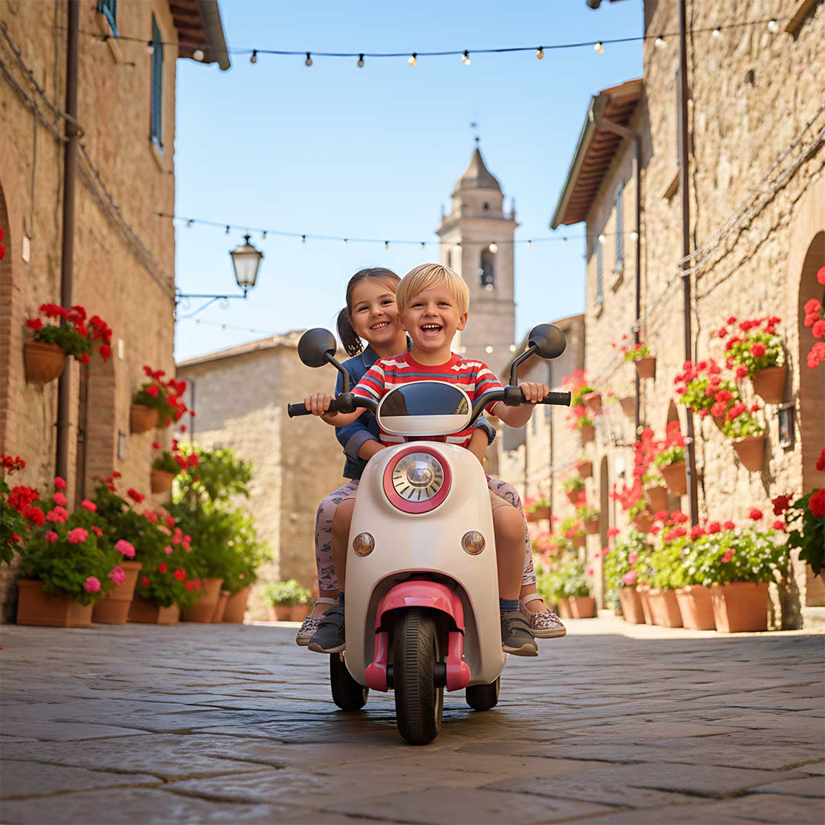 Vespa Tricikl Dvosed AKU Roze-Bela - detalj