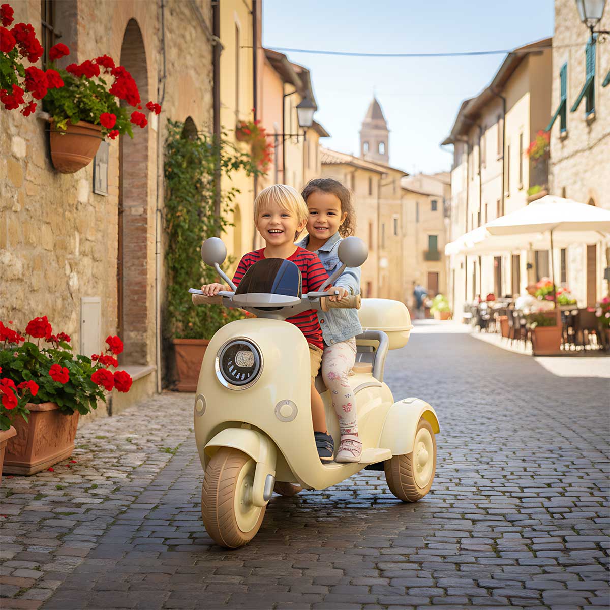 AKU Vespa Tricikl Dvosed Bež - detalj