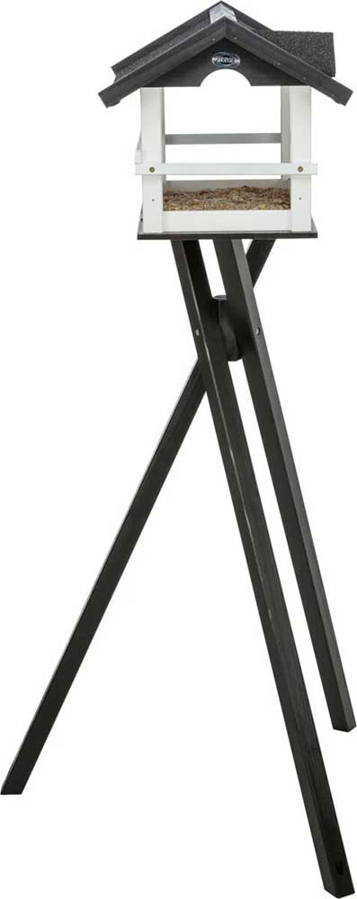 Velika hranilica za ptice na postolju 1.33m Drvena kućica crnobela Trixie 55814 - detalj
