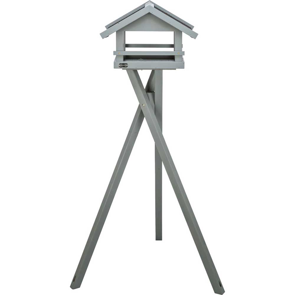 Hranilica za ptice na postolju 1.27m Drvena kućica siva Trixie 55815 - detalj