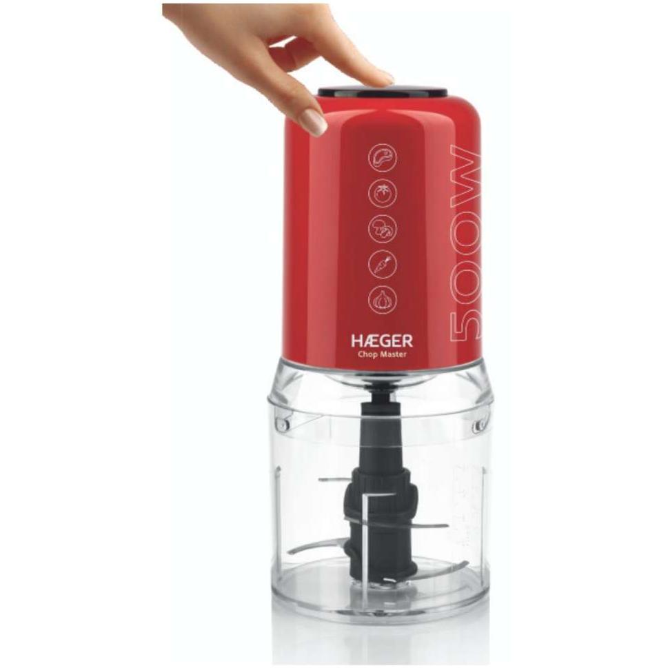Haeger Chop Master Kuhinjska seckalica 0,5l 500W sa 4 sečiva Crvena - detalj