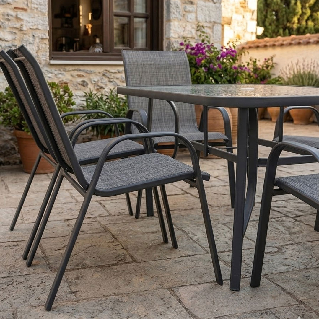 Melirana - siva garnitura za 6 osoba, garnitura za dvorište i terasu Metaora Grey - detalj