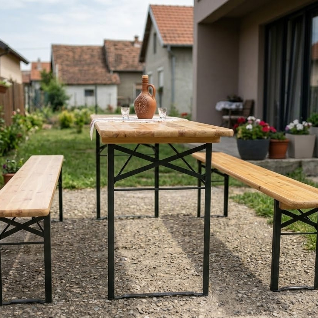 Pivski Set 200 x 80 cm - Metal - Drvo - detalj