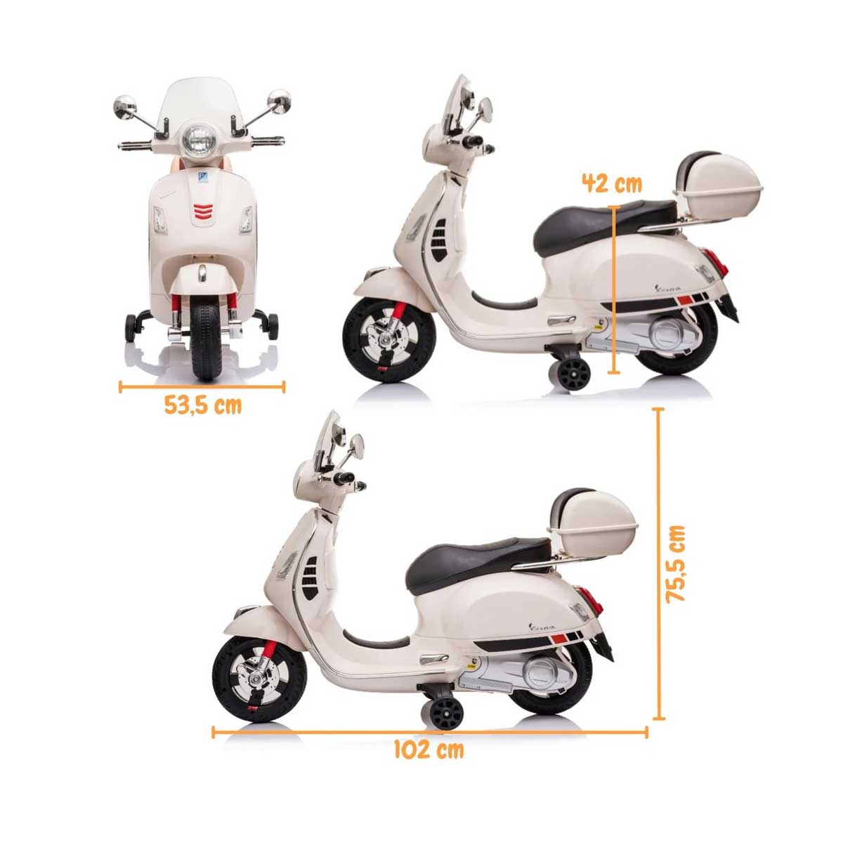 AKU Vespa Licencirani Model - Bela Sa Pomoćnim Točkovima - detalj