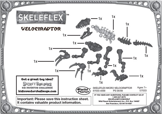 Skeleflex Mikro Dino WL57030 - Micro Velociraptor - detalj