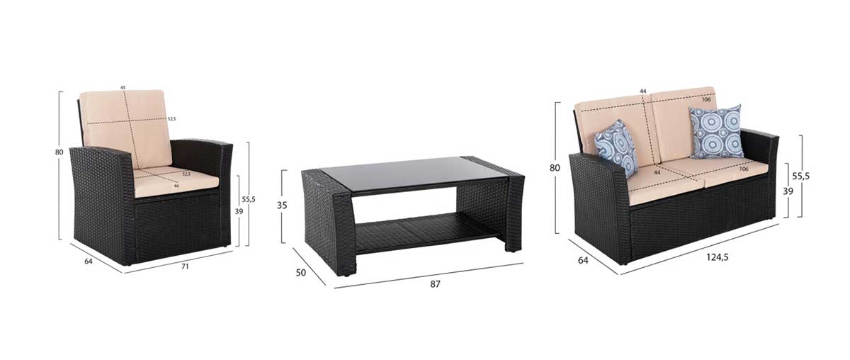 Lounge Ratan Garnitura Ester - 2 Fotelje, Dvosed i Sto - detalj