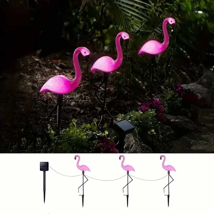 Solarne baštenske lampe u obliku flaminga 3 kom. - detalj
