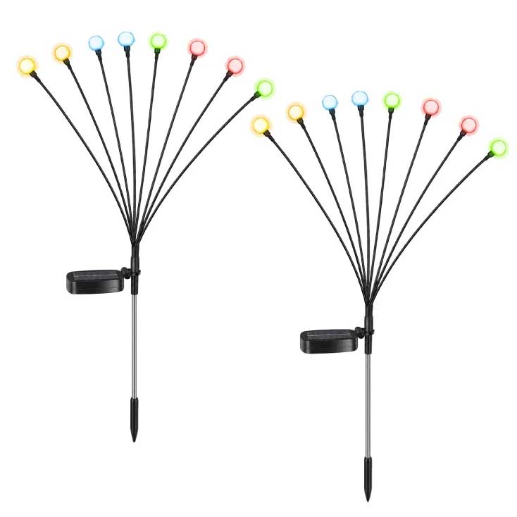 Dve solarne RGB baštenske lampe sa po 8 LED multikolor dioda - detalj