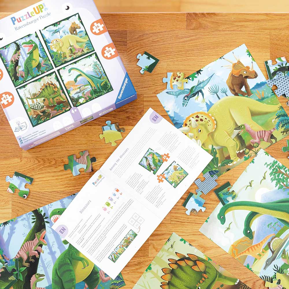 Slagalice za decu 4u1 Dinosaurusi Puzzle Up! Ravensburger 12004003 - detalj