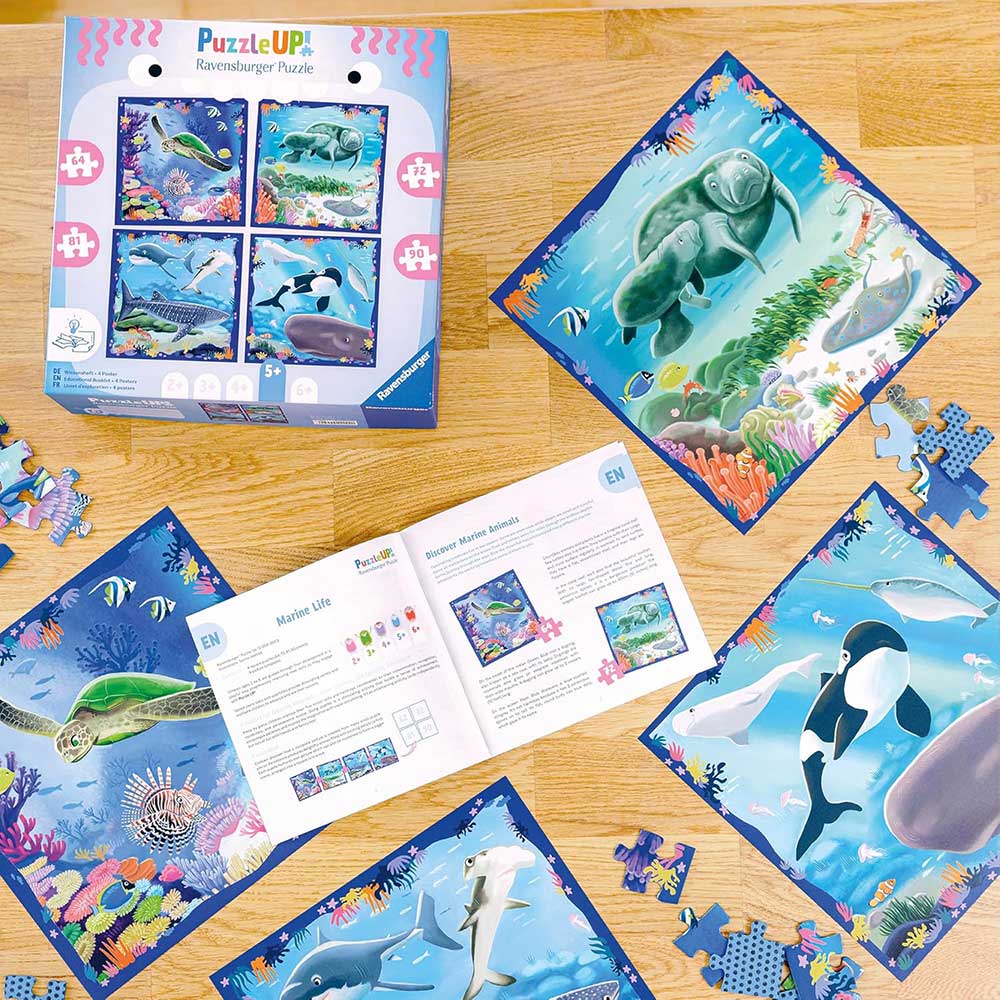 Slagalice za decu 4u1 Morske životinje Puzzle Up! Ravensburger 12004004 - detalj