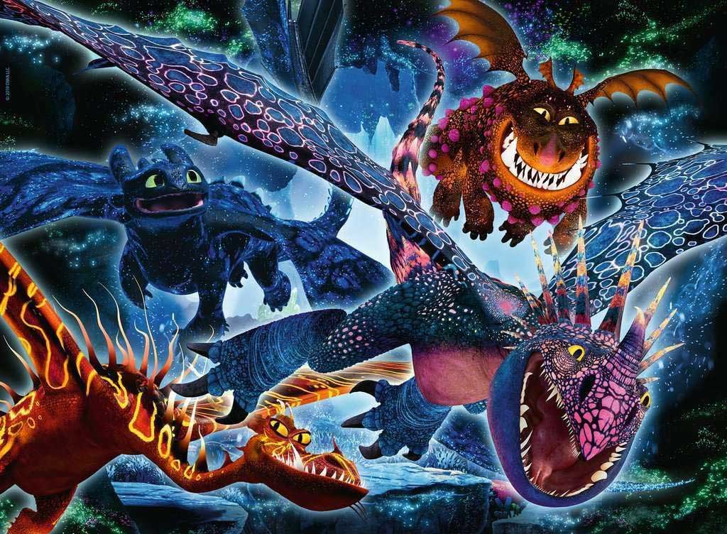 Puzzle koja svetli u mraku 100XXL delova Zmajevi Ravensburger 13710 - detalj