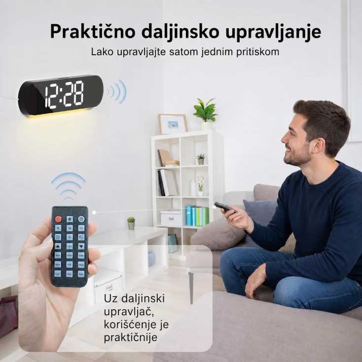 Digitalni zidni LED sat sa daljinskim upravljačem 11938PK - detalj