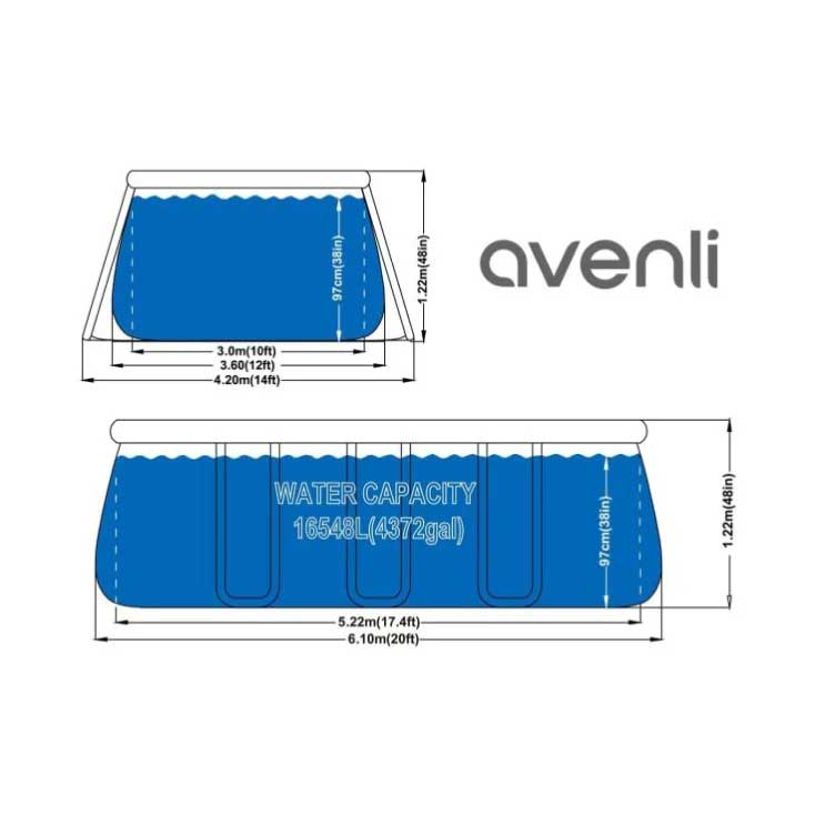 Avenli veliki porodični bazen sa opremom 610x360x122cm - detalj