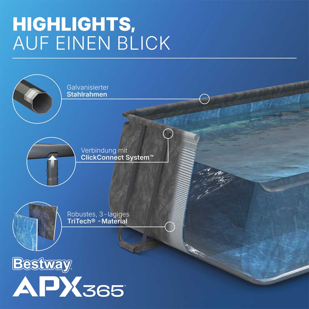 Bestway APX365™ Bazen sa peščanom pumpom i merdevinama 956 x 488 x 132 cm 561KJ - detalj