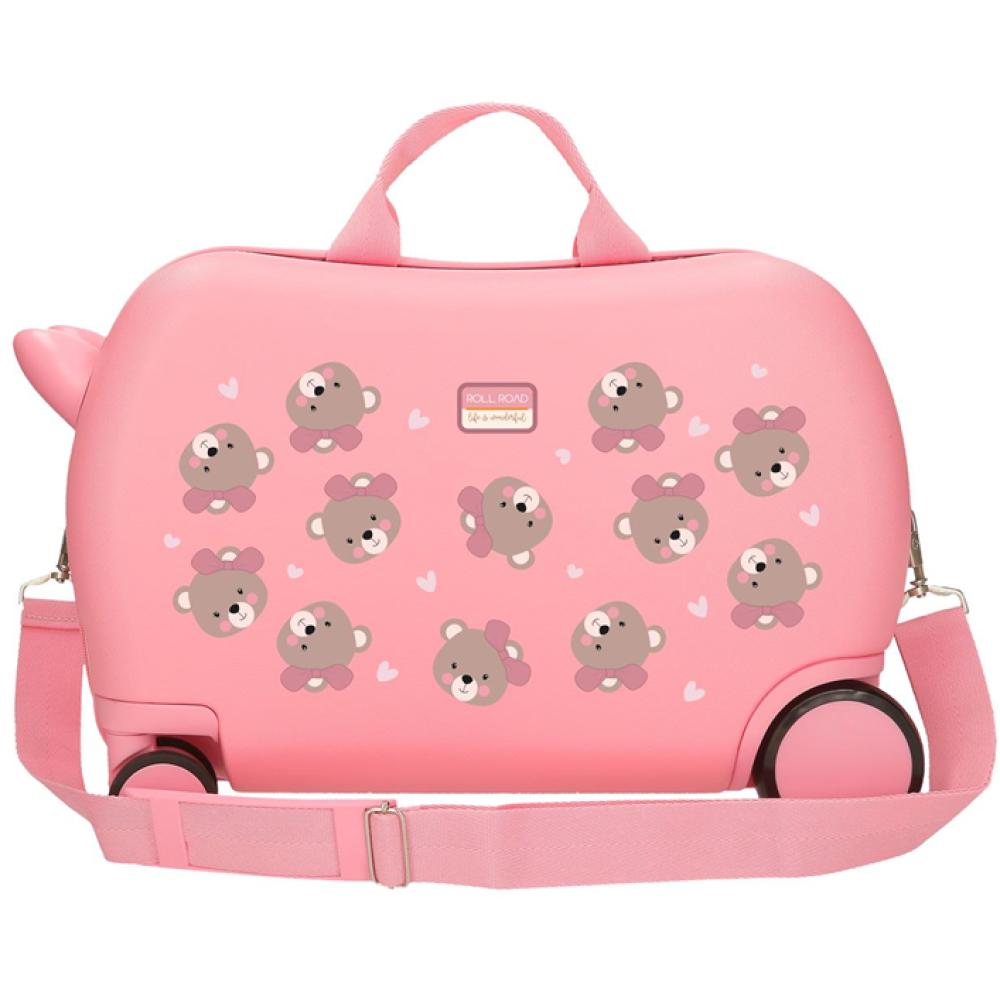 Dečiji kofer za put i vožnju Movom Baby Pets Teddy pink 41910 - detalj