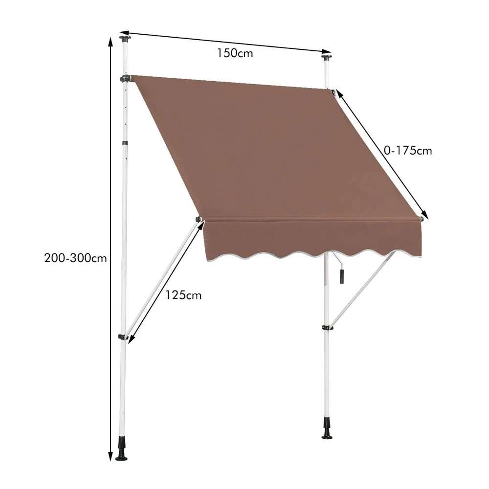 Tenda 150 x 120 cm Braon Montelux Easy Sa Teleskopskim Nosačima - Bez bušenja - detalj