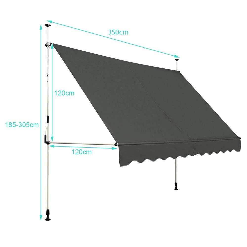 Balkonska Tenda sa Teleskopskim Nosačima 350 x 120 cm Montelux Easy - Bez Bušenja - detalj
