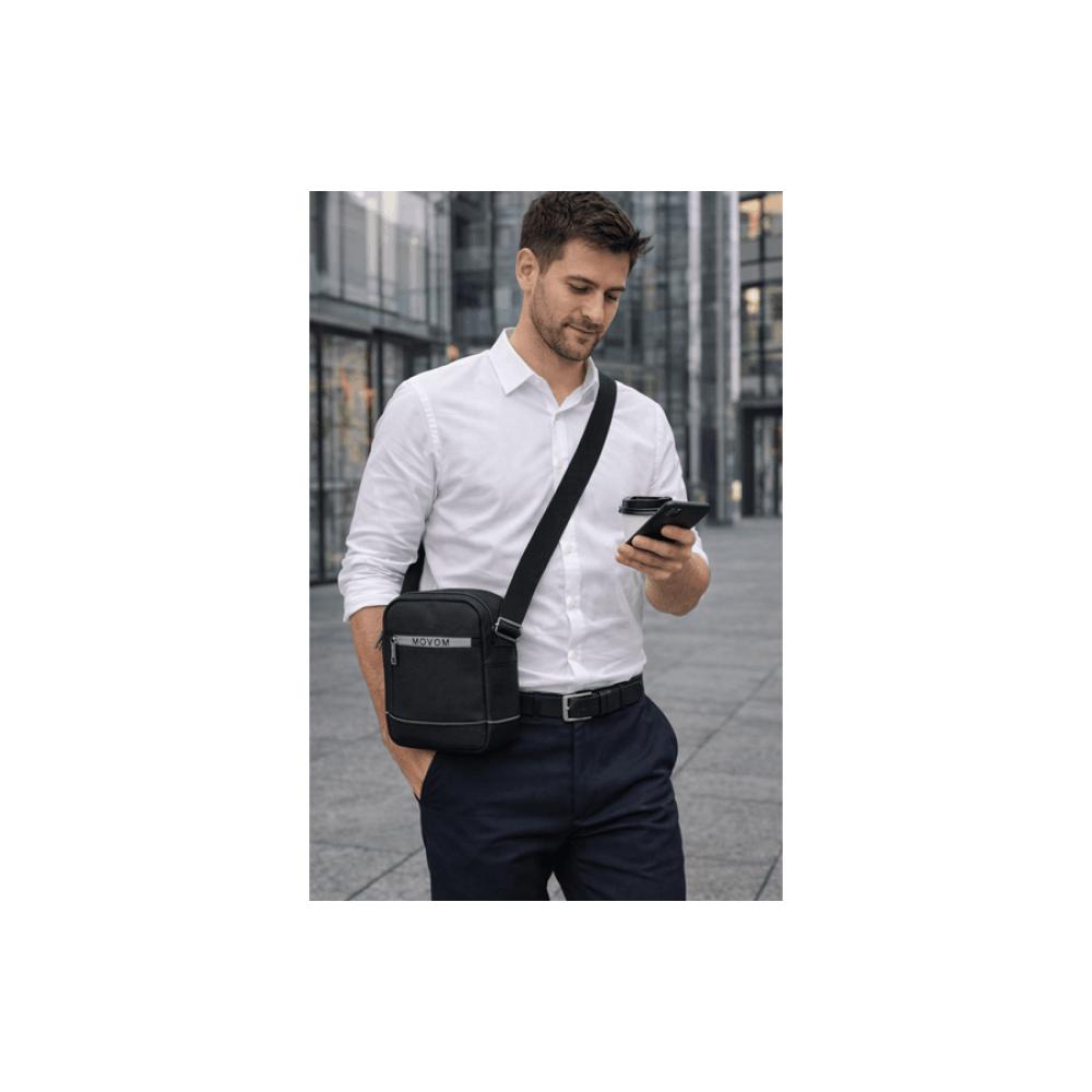 Muška torbica 22cm sa 2 pregrade Movom Trimmed black 51755 - detalj