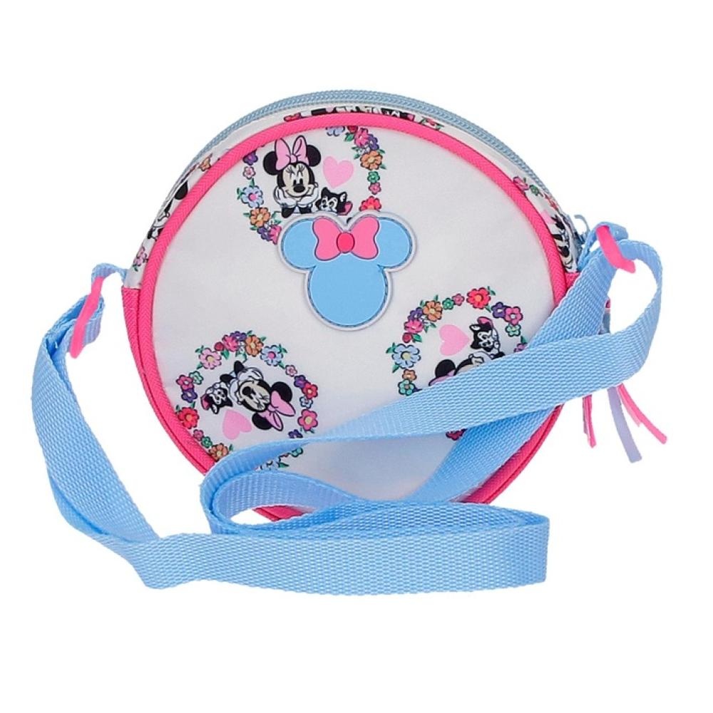 Okrugla torbica za devojčice Disney Minnie Flowers blue 43151 - detalj