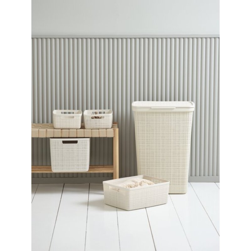 Korpa za odlaganje JUTE, plastika, 12 l, prljavo bela - detalj