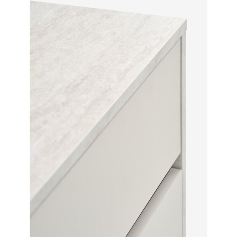 Komoda BILLUND 3+3 fioke, travertin/bež, 153x74x39 cm - detalj