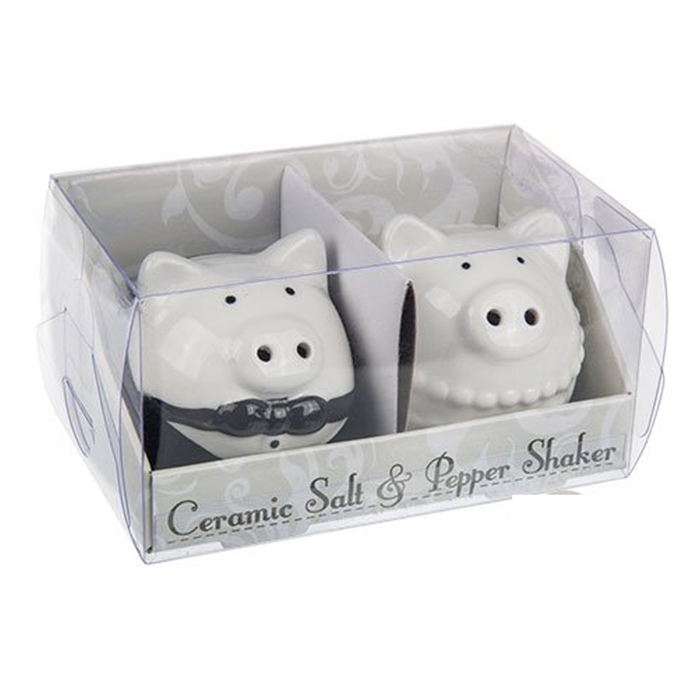Komplet keramičkih posuda za so i biber Zaljubljeni Prasići - detalj