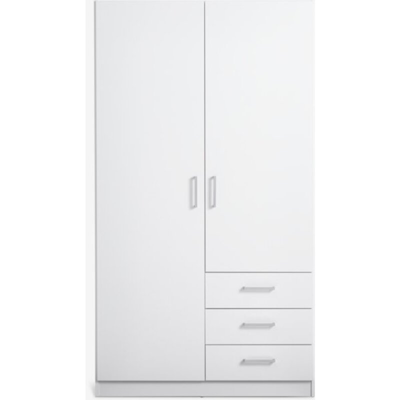 Ormar FANDRUP 97x176 cm, 2 vrata, 3 fioke, bela - detalj