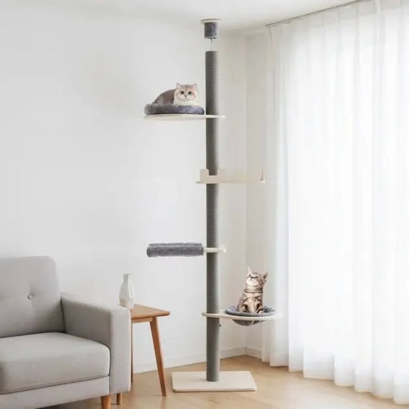 Grebalica za mačke Maca Toranj – penjalica do plafona, podesiva visina 236-271 cm, Siva - detalj