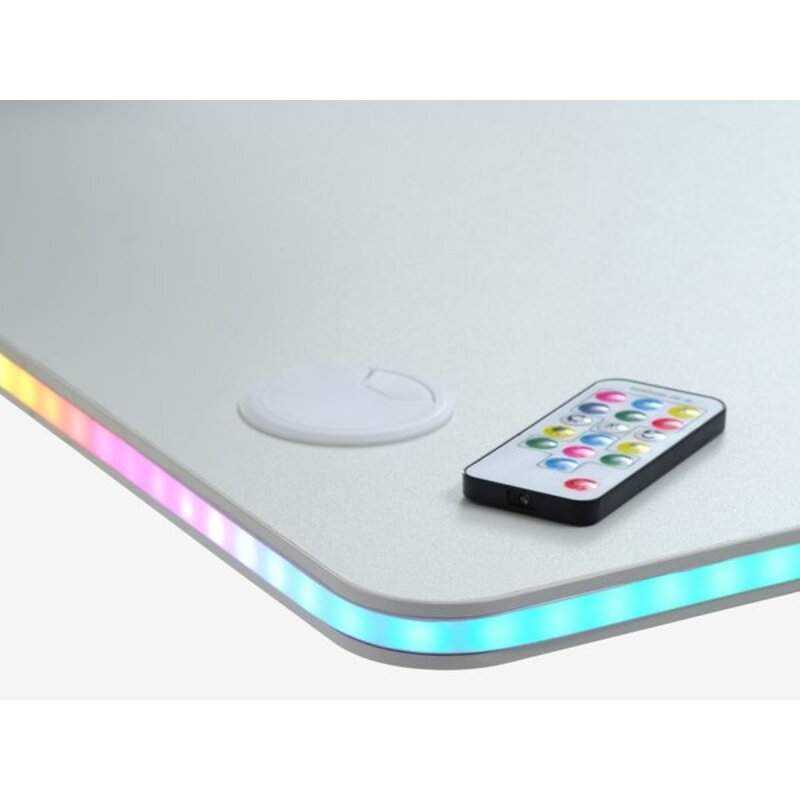 Gejmerski sto HALBJERG 65x135 sa LED rasvetom, bela - detalj