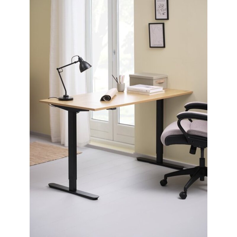 Radni sto sa podesivom visinom SVANEKE 70x140 cm, natur hrast/crna - detalj