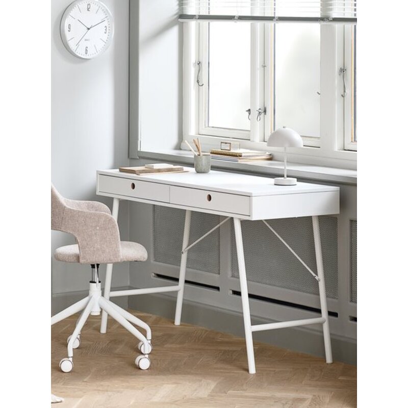 Radni sto LINDVED 48x120 cm sa 2 fioke, bela - detalj