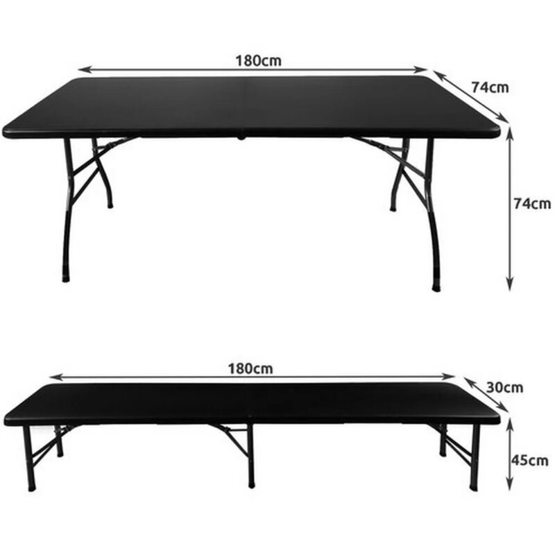Gardlov Sklopivi Baštenski Sto sa Klupama 180cm, Crni - detalj