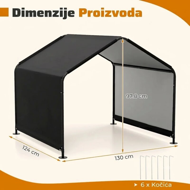 Domaro Nadstrešnica za pse sa vodootpornim krovom 132x116x107cm - detalj