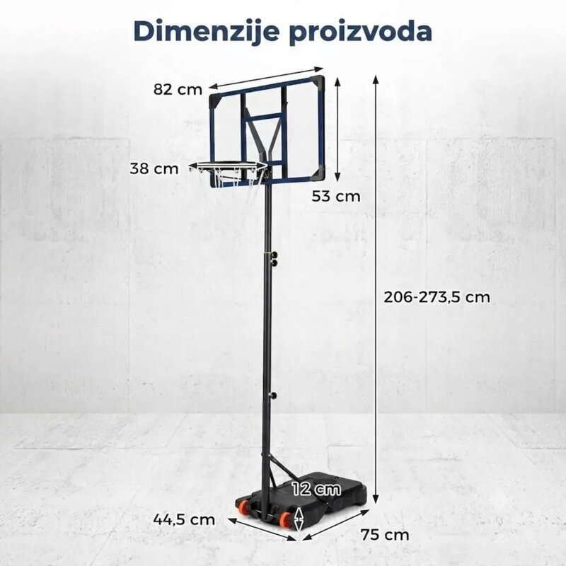 Sportivo Košarkaški koš sa podesivom visinom 206-273 cm - detalj