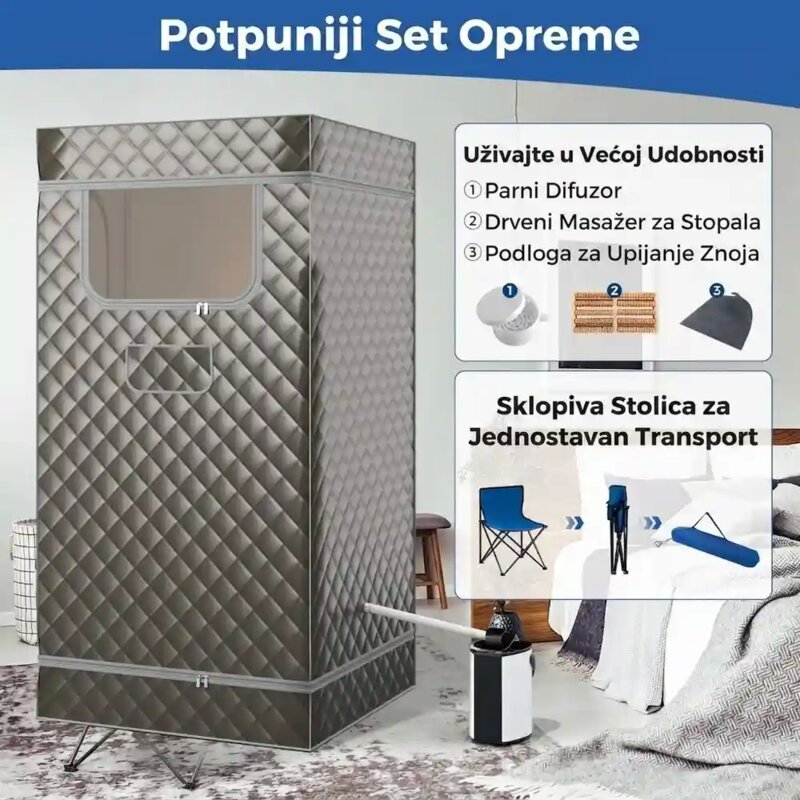 Domaro Prenosiva parna sauna za 1 osobu sa masažerom i generatorom pare 3L - detalj
