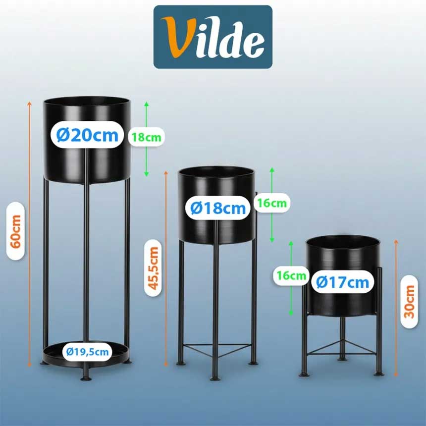 Set od 3 metalna postolja za saksije - detalj