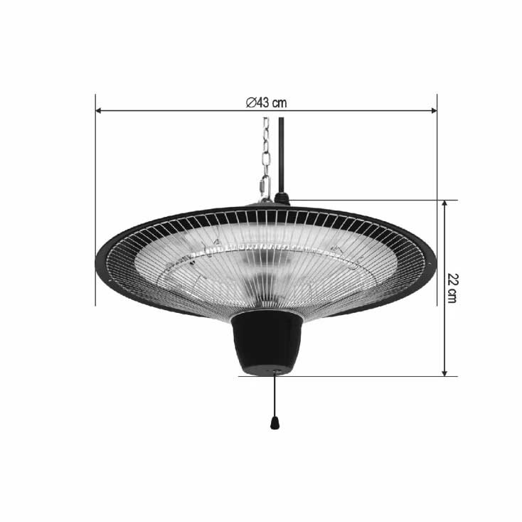 Viseća karbon grejalica za spoljni prostor Home FK262 1500W - detalj