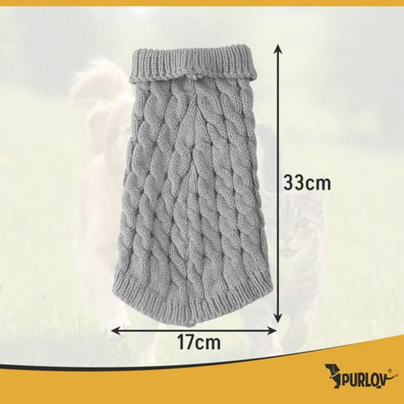 Džemper za pse Sivi 33 x 17 cm Veličina M Purlov - detalj