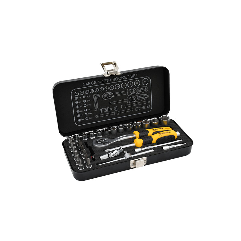 Bomber set gedora i bitova 1/4" 34 komada sa metalnom kutijom (084147) - detalj