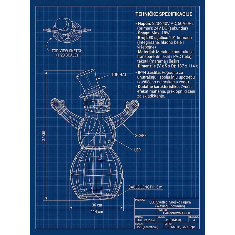 Sneško Belić Sa Animacijom Led figura 137 X 114 X 36 cm - detalj