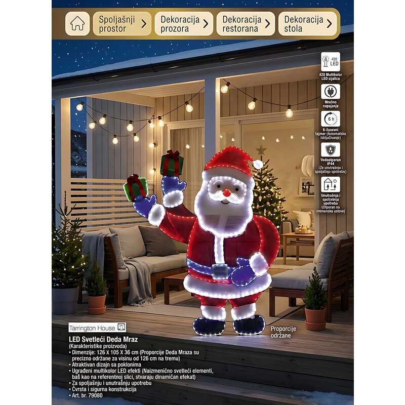 LED Svetleća Figura Deda Mraz 126 X 105 X 36 cm - detalj