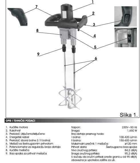 Mešač - mixer sa postoljem WFMR1600 71516500 - detalj