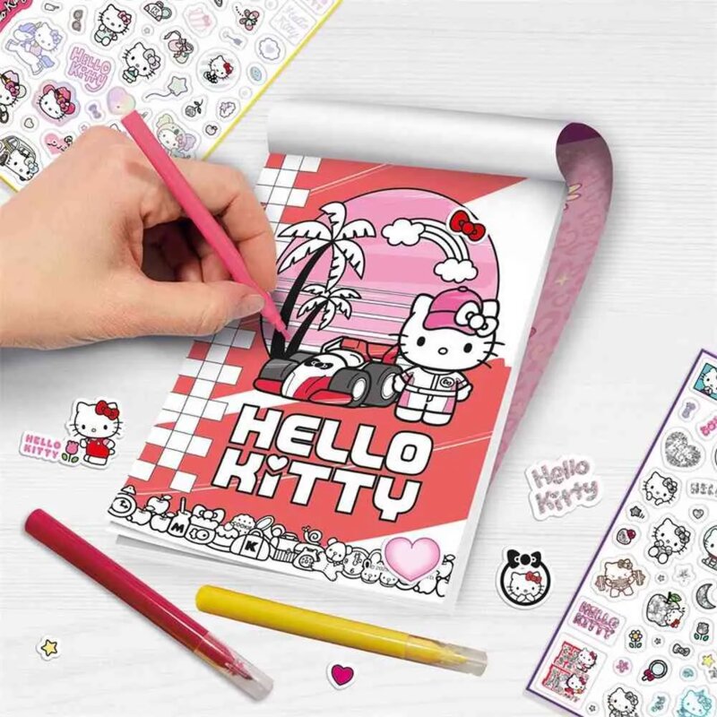 Hello Kitty kreativni set nalepnica i bojanka sa 4 markera - detalj