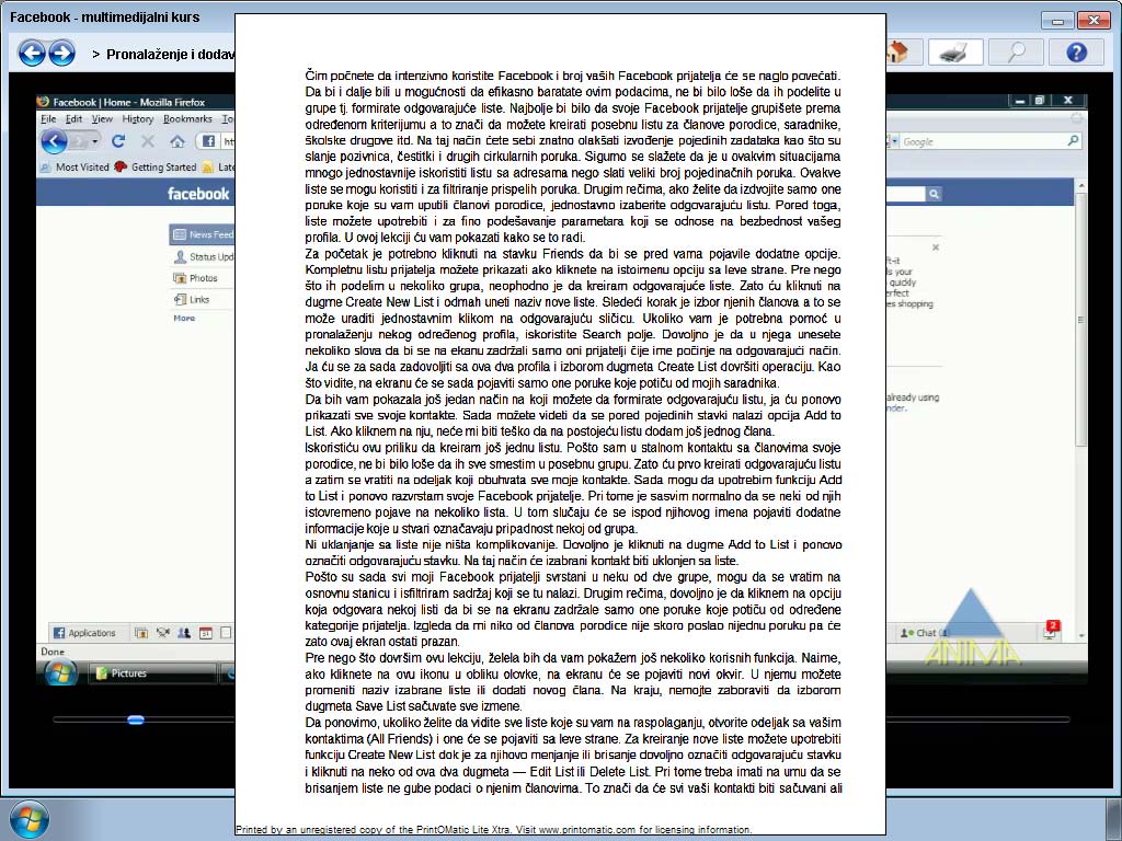 Facebook - multimedijalni kurs - detalj