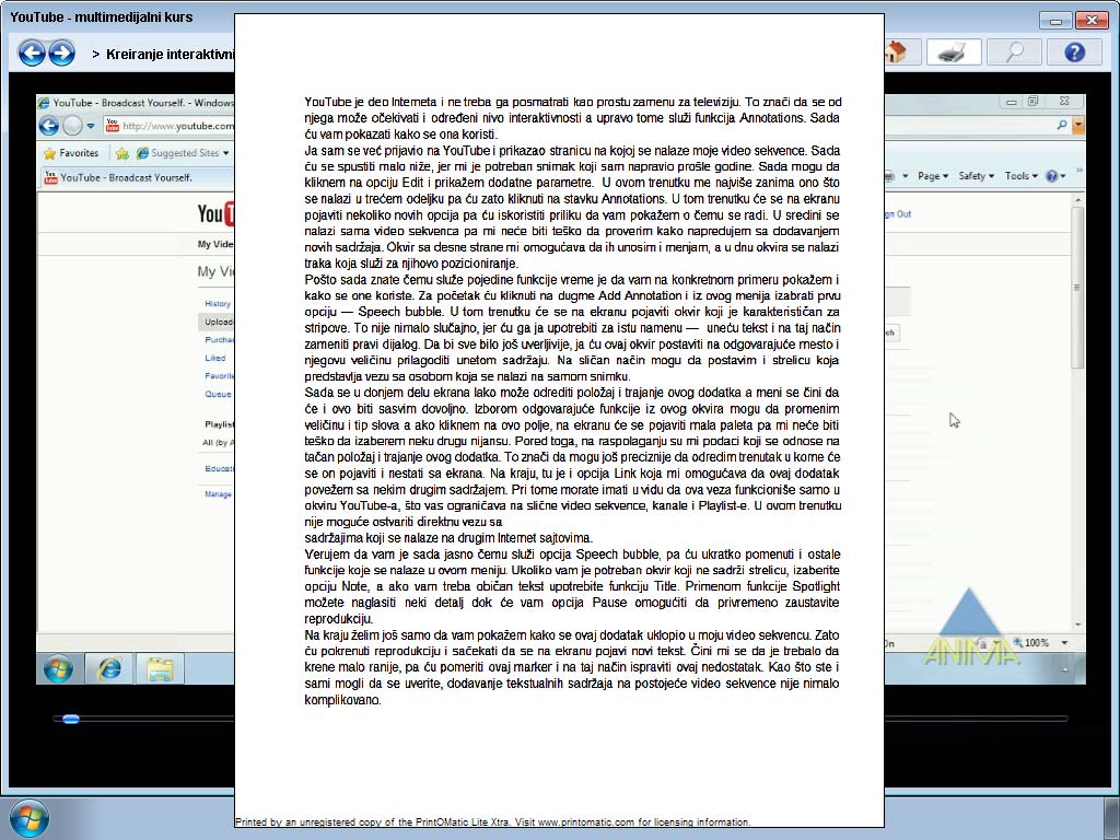 Multimedijalni kurs YouTube - detalj
