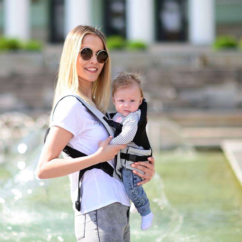 Lorelli Kengur nosiljka za bebe do 9kg Journey grey and black 10010120003 - detalj