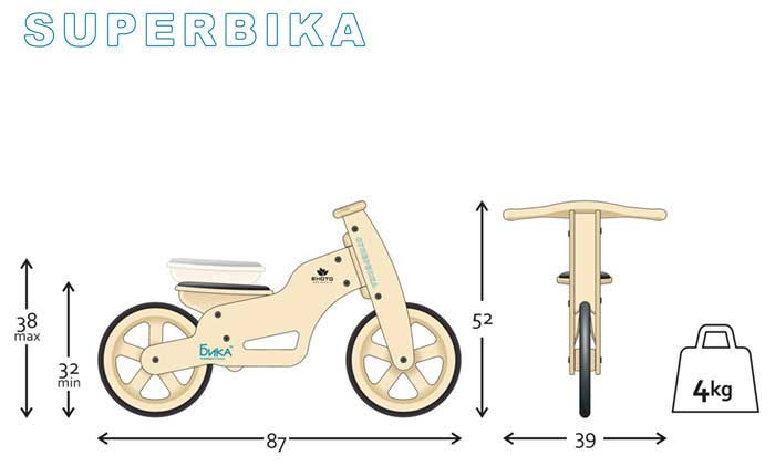 Bika Super Bika Drveni Ekološki Dečiji Bicikl - detalj