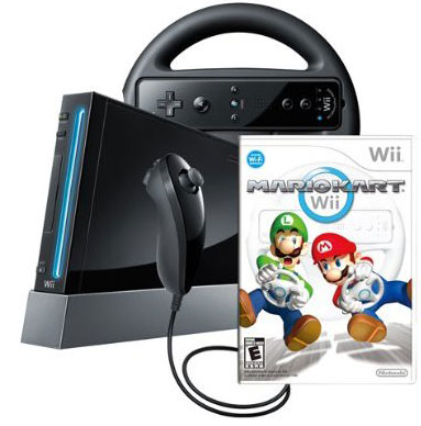 Nintendo Wii + Wii Mario Kart + Wii Volan + Remote Plus BLACK - detalj