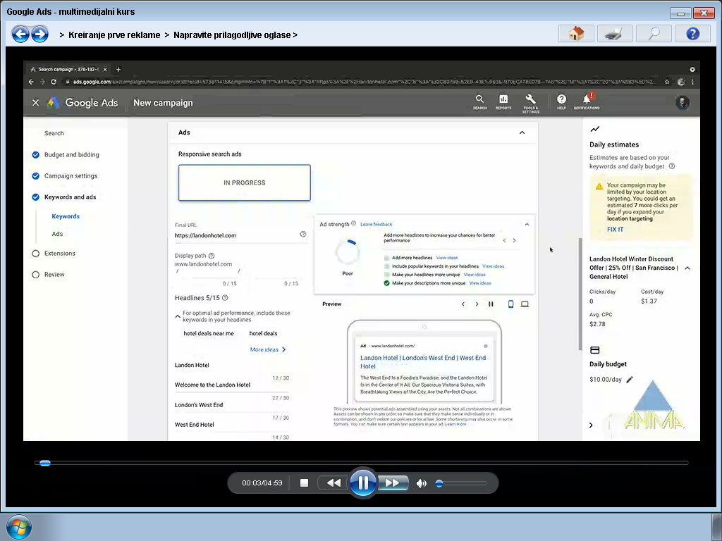 Multimedijalni kurs Google Ads - detalj